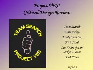 Project YES! Critical Design Review