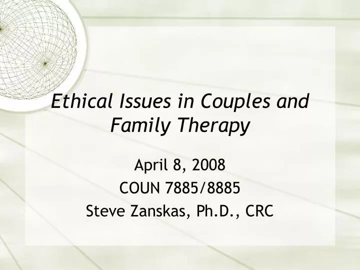 ethical issues in couples and family therapy