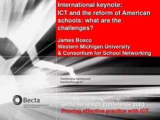 International keynote: ICT and the reform of American schools: what are the challenges?