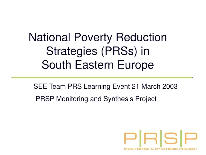national poverty reduction strategies prss in south eastern europe