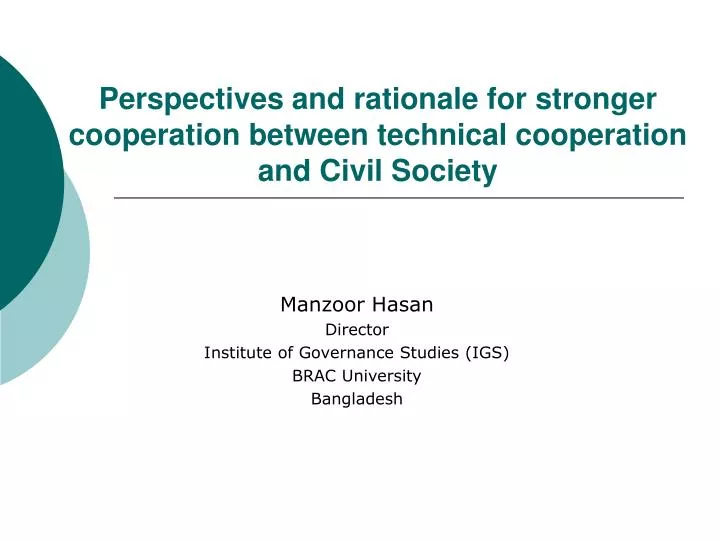 perspectives and rationale for stronger cooperation between technical cooperation and civil society