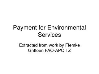 Payment for Environmental Services