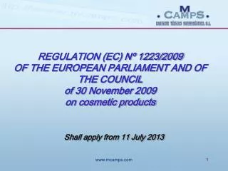 Shall apply from 11 July 2013