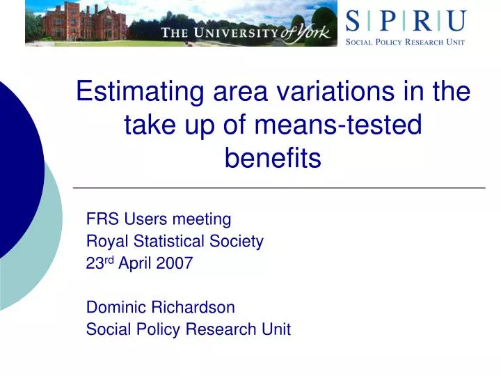 estimating area variations in the take up of means tested benefits