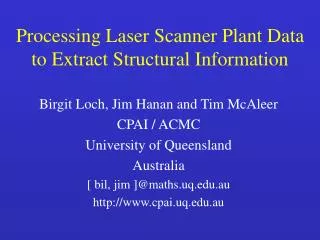 Processing Laser Scanner Plant Data to Extract Structural Information