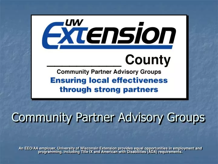 community partner advisory groups