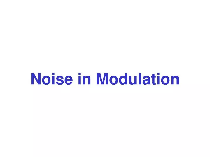 noise in modulation