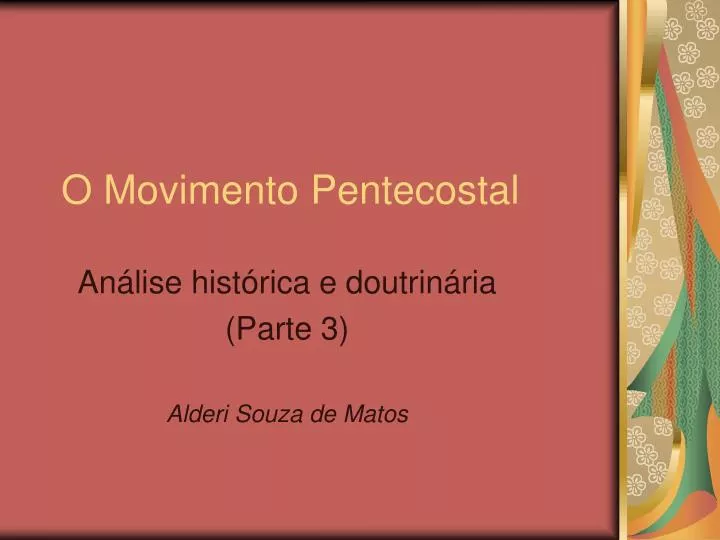 o movimento pentecostal