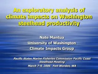 An exploratory analysis of climate impacts on Washington steelhead productivity
