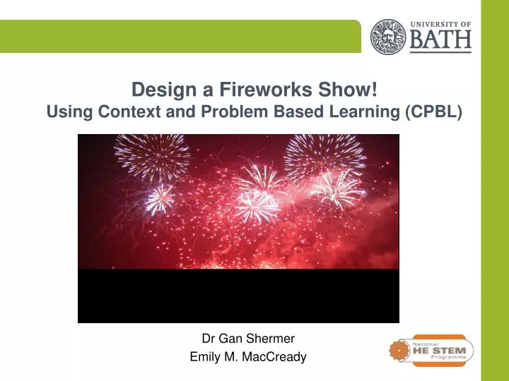 design a fireworks show using context and problem based learning cpbl