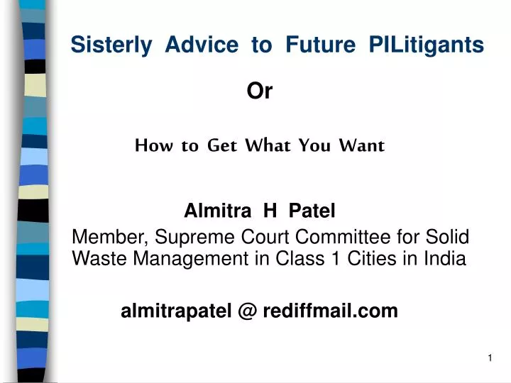 sisterly advice to future pilitigants