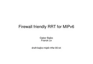 Firewall friendly RRT for MIPv6
