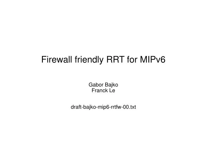firewall friendly rrt for mipv6