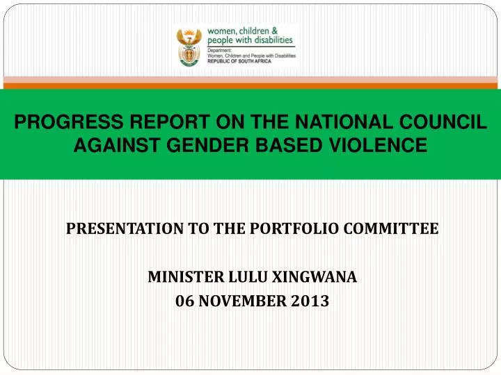 progress report on the national council against gender based violence