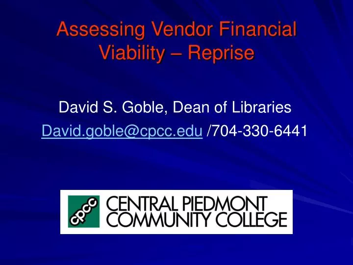 assessing vendor financial viability reprise