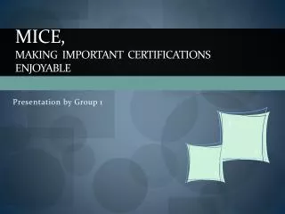 MICE, MAKING IMPORTANT CERTIFICATIONS ENJOYABLE