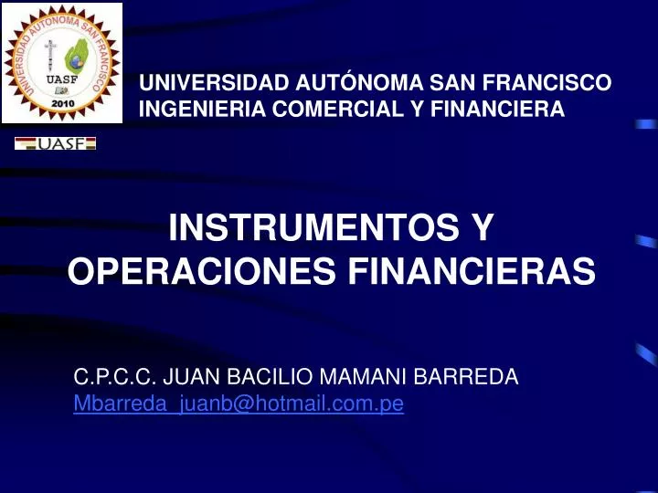 instrumentos y operaciones financieras