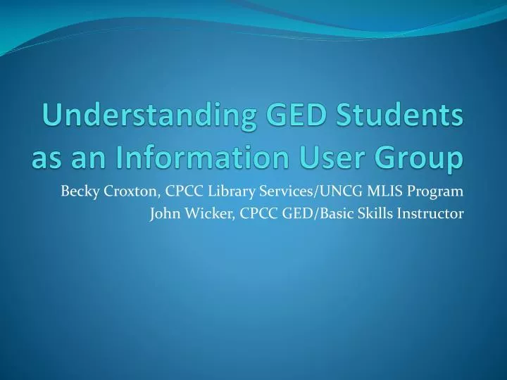 understanding ged students as an information user group