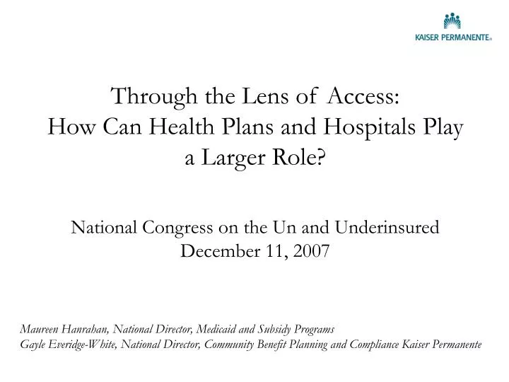through the lens of access how can health plans and hospitals play a larger role