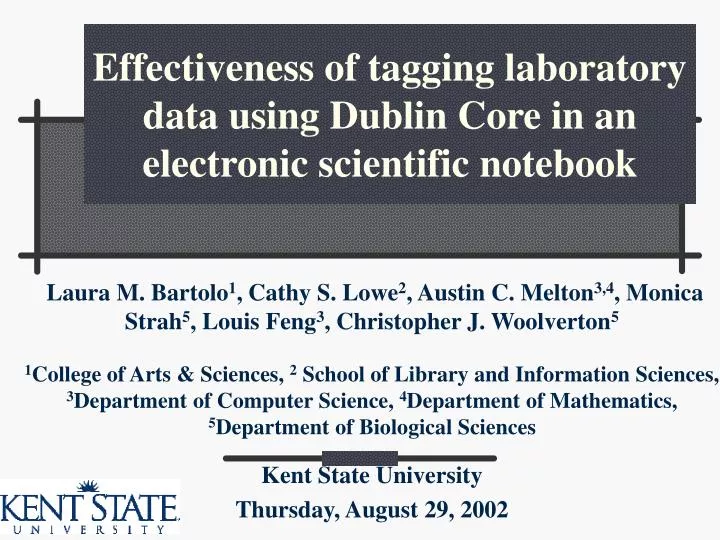 effectiveness of tagging laboratory data using dublin core in an electronic scientific notebook