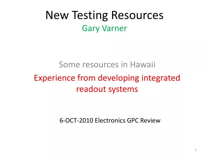 new testing resources gary varner