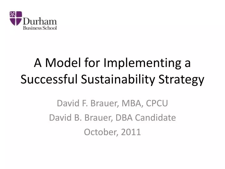 a model for implementing a successful sustainability strategy