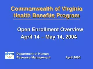 Commonwealth of Virginia Health Benefits Program