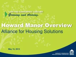 Howard Manor Overview Alliance for Housing Solutions