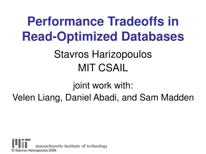 performance tradeoffs in read optimized databases