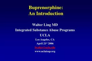 Buprenorphine: An Introduction
