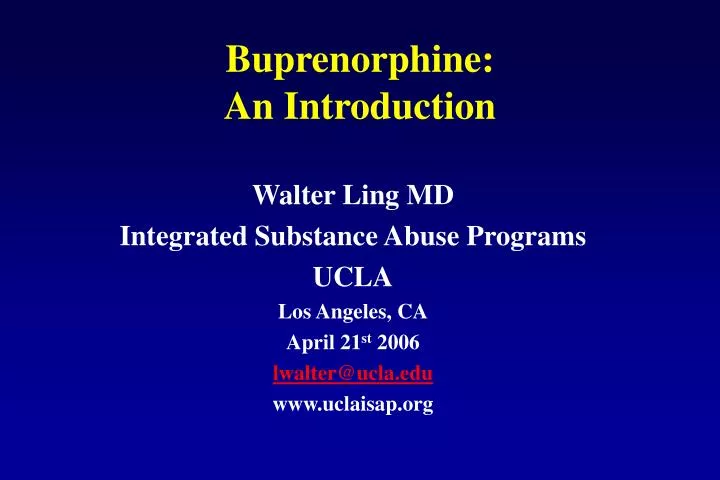 buprenorphine an introduction