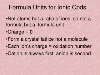 Formula Units for Ionic Cpds