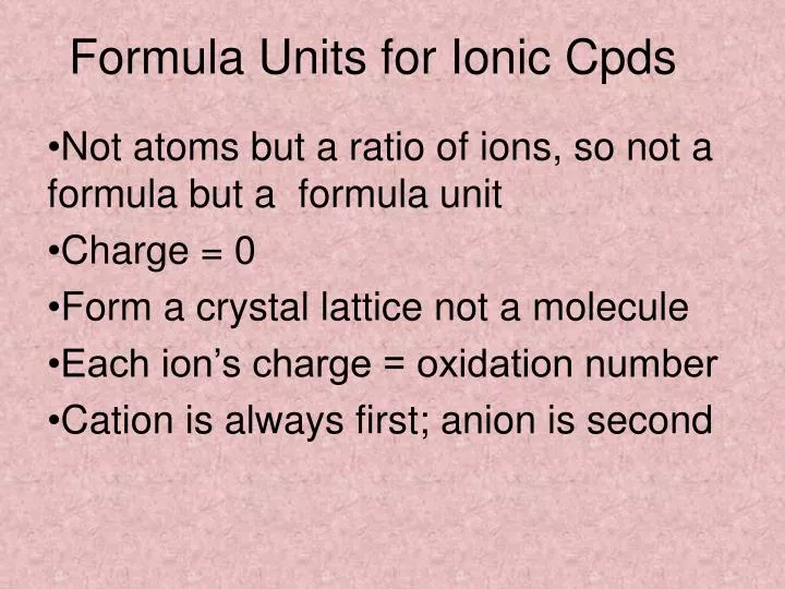 formula units for ionic cpds