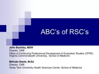 ABC’s of RSC’s