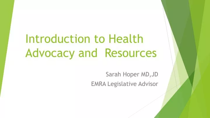 introduction to health advocacy and resources