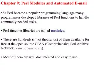 Chapter 9: Perl Modules and Automated E-mail