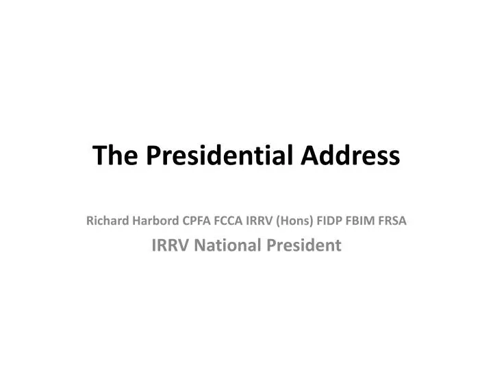 the presidential address