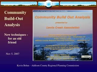 Kevin Behm – Addison County Regional Planning Commission