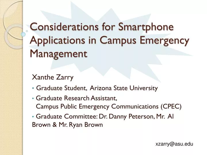 considerations for smartphone applications in campus emergency management