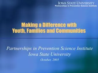 Making a Difference with Youth, Families and Communities