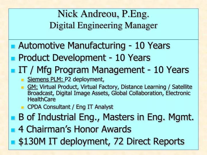 nick andreou p eng digital engineering manager