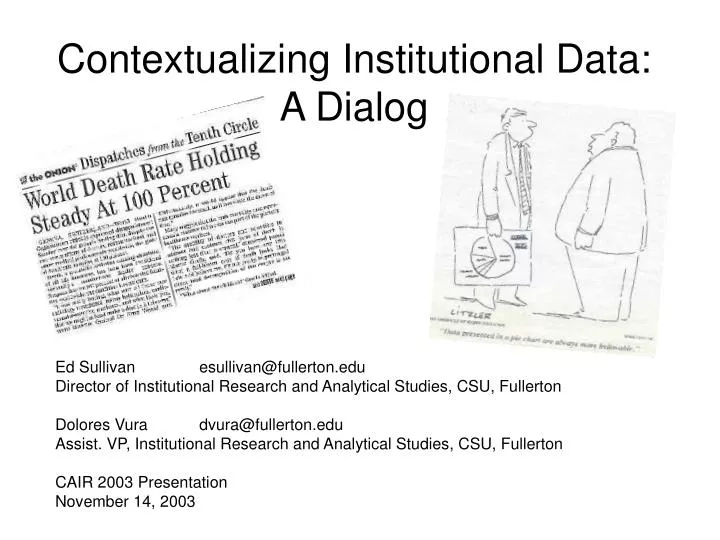 contextualizing institutional data a dialog