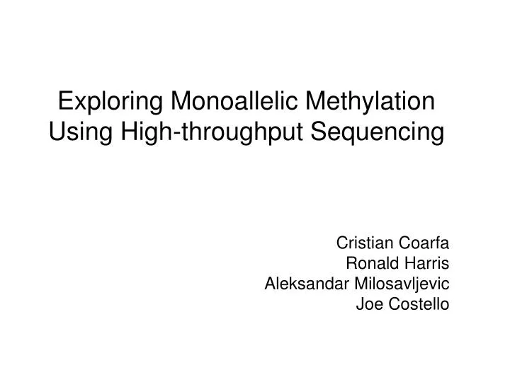 exploring monoallelic methylation using high throughput sequencing