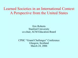 Learned Societies in an International Context