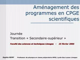 am nagement des programmes en cpge scientifiques