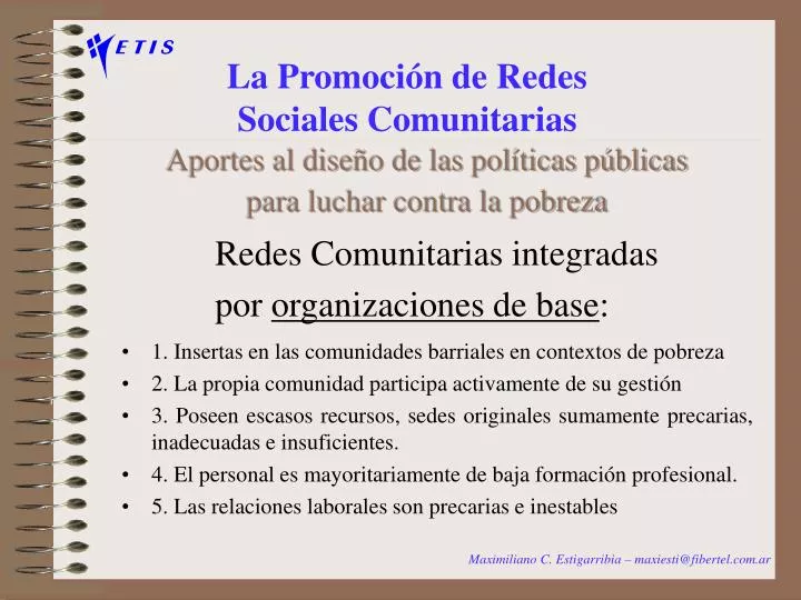 la promoci n de redes sociales comunitarias