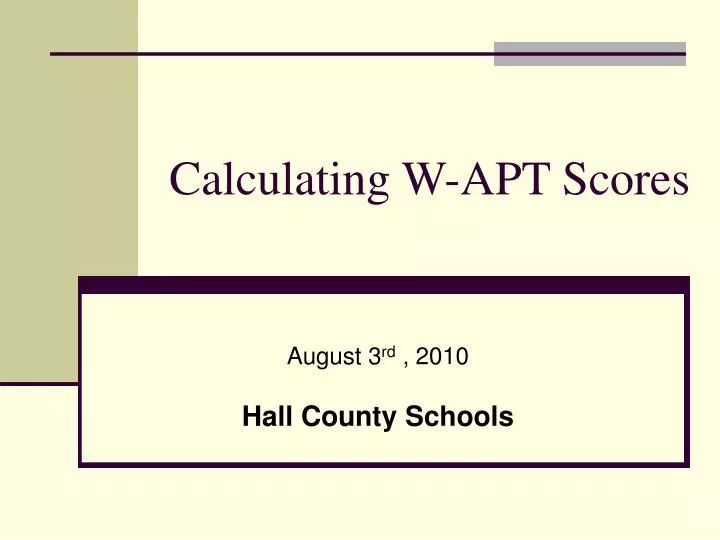 calculating w apt scores