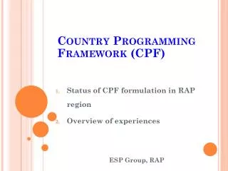 Country Programming Framework (CPF)