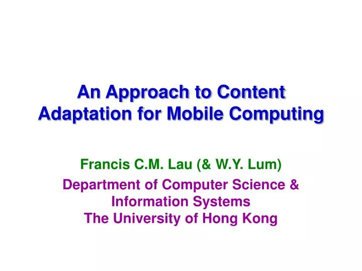 an approach to content adaptation for mobile computing