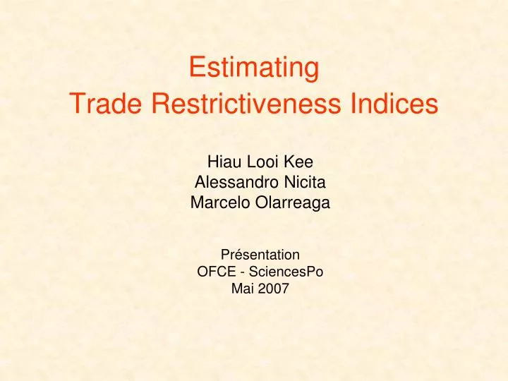 estimating trade restrictiveness indices